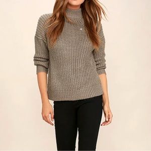 Brown knit mock neck sweater